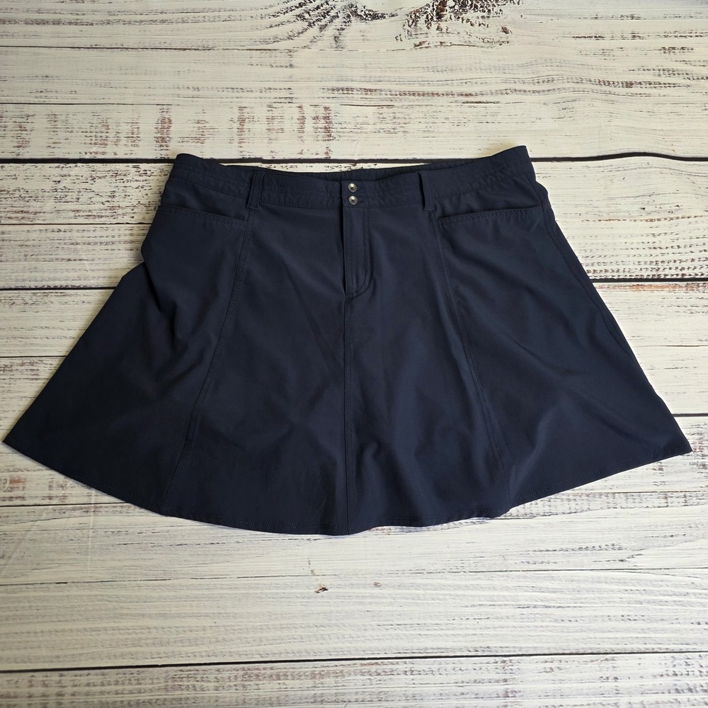 Eddie Bauer Mini Skort Womens 14 Blue Flat Front Zip Fly Button Pocket Casual